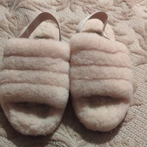 UGG Kids Fluffy Cream Slippers
